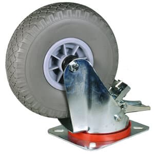 Zwenkwiel Pro met rem, grijze foamband en kunststof velg