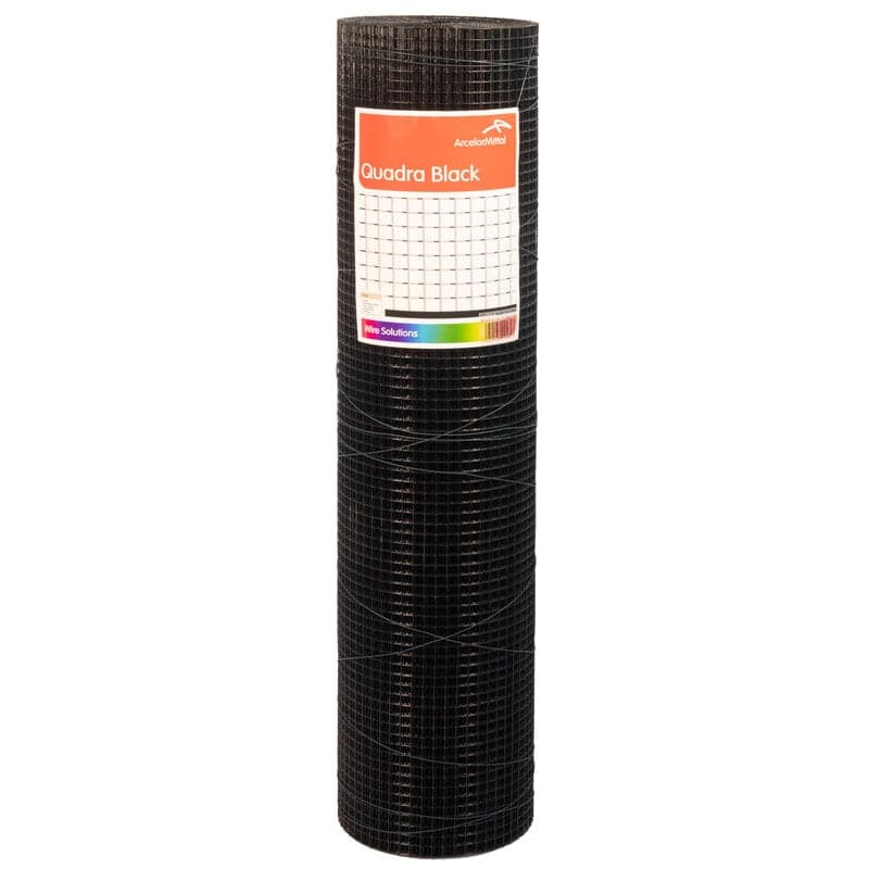 Volieregaas Quadra® PVC zwart (13x1,1 mm) 100 cm