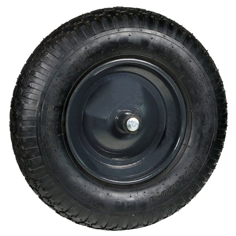 Kruiwagenwiel met luchtband en metalen velg (aslengte 13 cm) NAALDLAGER