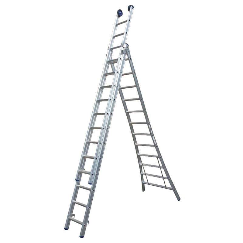 3-delige Reformladder met uitgebogen bomen (8 t/m 12 sporten) GEANODISEERD