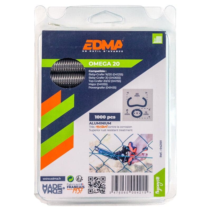 Edma hekwerkringen Omega 20 mm aluminium (1.000 stuks)