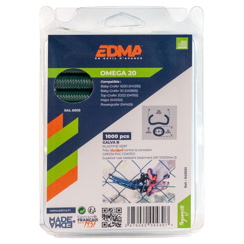 Edma hekwerkringen Omega 20 mm groen (1.000 stuks)