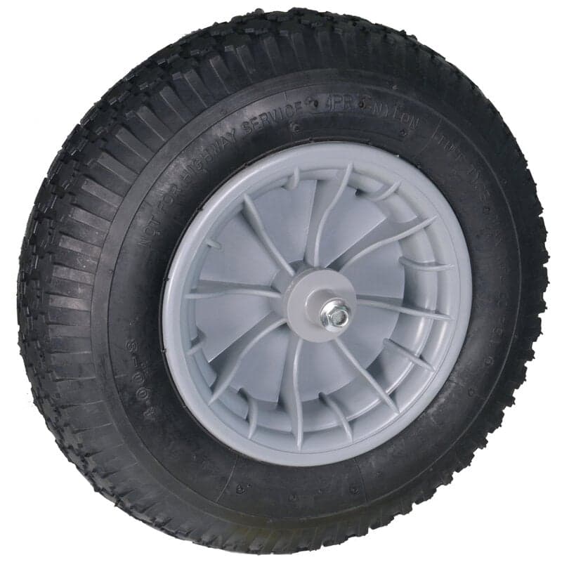 Kruiwagenwiel met luchtband en kunststof velg (aslengte 13 cm)