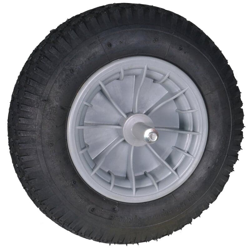 Kruiwagenwiel met luchtband en kunststof velg (aslengte 19 cm)