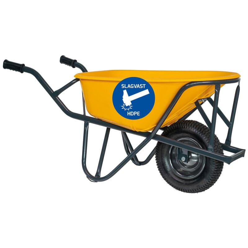 Stratenmakers kruiwagen HDPE 90 L geel